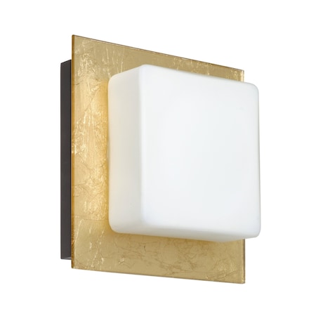 Besa Lighting Alex Mini Sconce, Opal/Gold Foil, Bronze Finish, 1x50W Halogen 1WS-7735GF-BR